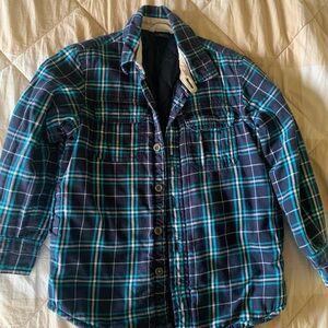 Gap Kids Blue Plaid Quilted Flannel Shacket Size S
